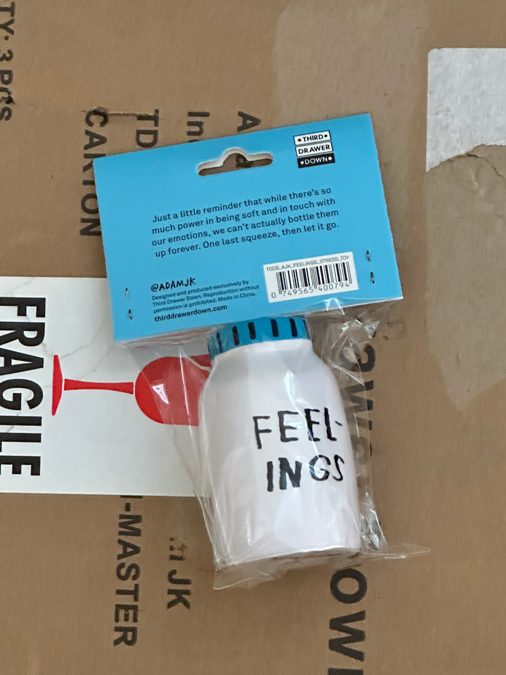 Feelings Jar Stress Toy by Adam JK in package