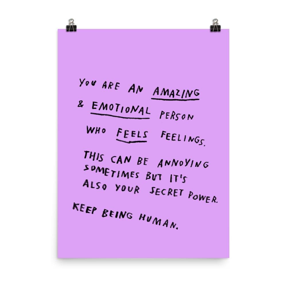 Keep Being Human Print – 18x24 Purple by ADAMJK®